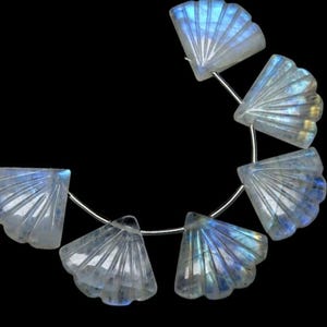 Labradorite Shell Carving: Loose Gemstone Briolettes, 10mm