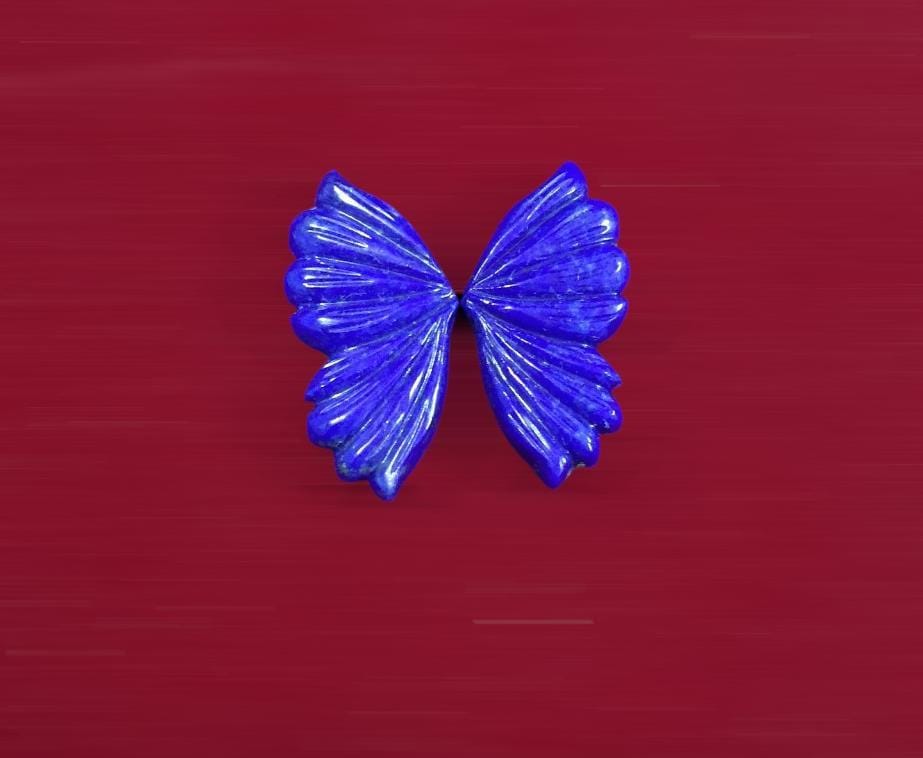 ラピスラズリの蝶の羽の彫刻：40 mmの宝石ペア - Etsy 日本