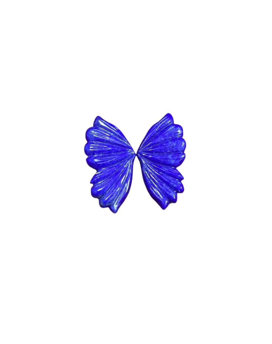 ラピスラズリの蝶の羽の彫刻：40 mmの宝石ペア - Etsy 日本