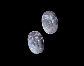 Light Amethyst Scarab Beetle Bead: Hand Carved Gemstone (14mm)