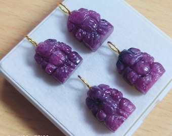 Natural Ruby Ganesha Pendant: Hand Carved Gemstone Jewelry (18x12mm)