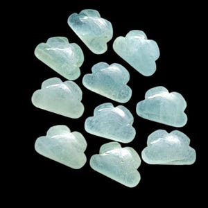Handmade Aquamarine Cloud Carving: Natural Gemstone Bead (12x7mm)