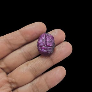 Natural Ruby Scarab Beetle Carving: Handmade Loose Gemstone (19 by 15 MM)