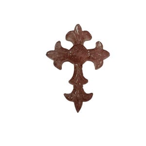 Red Aventurine Quartz gemstone Cross shape carving Aventurine quartz  Cross loose gemstone hand carving charm jewelry 38 by 27 mm size cross