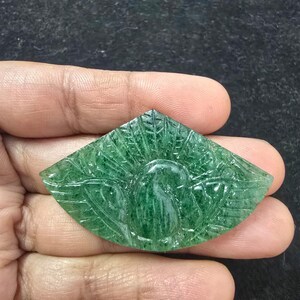 Hand Carved Natural Aventurine Peacock Charm (30x49mm)