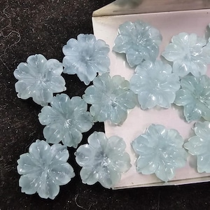 100 % Natural Aquamarine Carving flower ,Flower Carving, Hand made Flower, Aquamarine Flower, Charm Jewelry, gemstone Flower, 18 mm Rounded