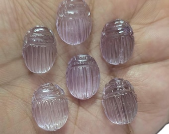 Natural Pink Amethyst Scarab Beetle Cabochon: 16mm Loose Gemstone