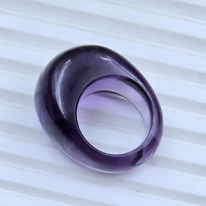 Chunky hydrow Purple Amethyst Ring, Hand-Blown Murano Style,