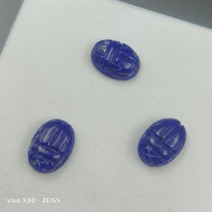 100 % Natural Lapis lazuli carving, Scarab Beetle carving, Loose gemstone for jewelry, 16 by 11 mm size,  Blue Lapis carved scarab, Cabochon