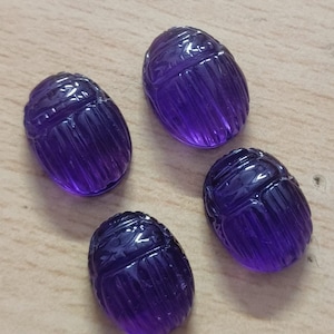 Amethyst Carved Scarab Beetle: Natural Loose Gemstone (16mm)