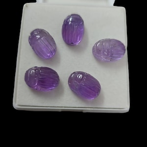 Amethyst Scarab Beetle Carving: Natural Gemstone Loose Bead (14mm)
