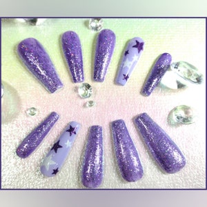 Purple Star Press On Nails
