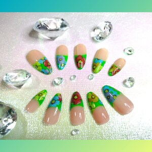 Floral French Tip Press On Nails