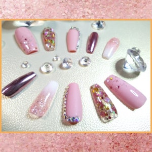Pink and Chrome Press On Nails