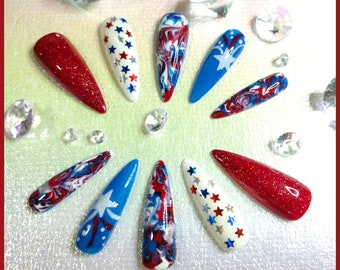 Festive 4th of July Press on Nails