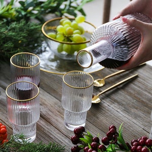 Vertical Stripes Glass Cups Heat Resistant Glass Water Cups - Temu