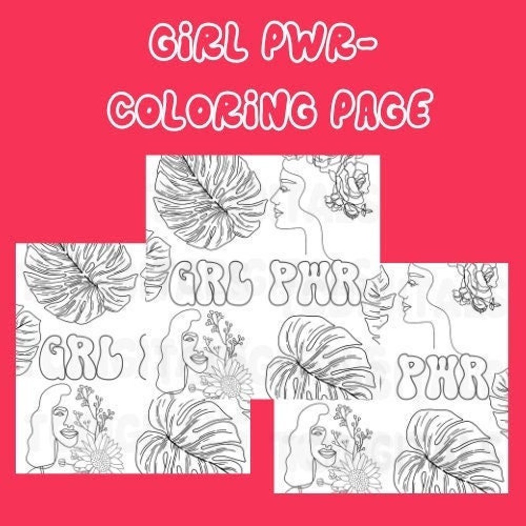 Girl Power Coloring Page Digital Coloring PDF Printable Pagefeminist ...