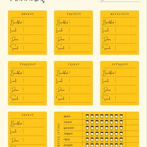 Weekly meal planner printable lunch dinner snack - Etsy France