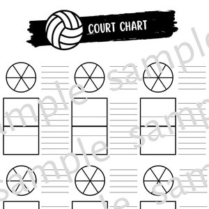 Volleyball 6 Court Chart for Coaches 8.5x11 Digital Download (Set of 4)