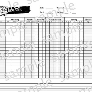 Volleyball Stat Sheets for Coaches (set of 12)