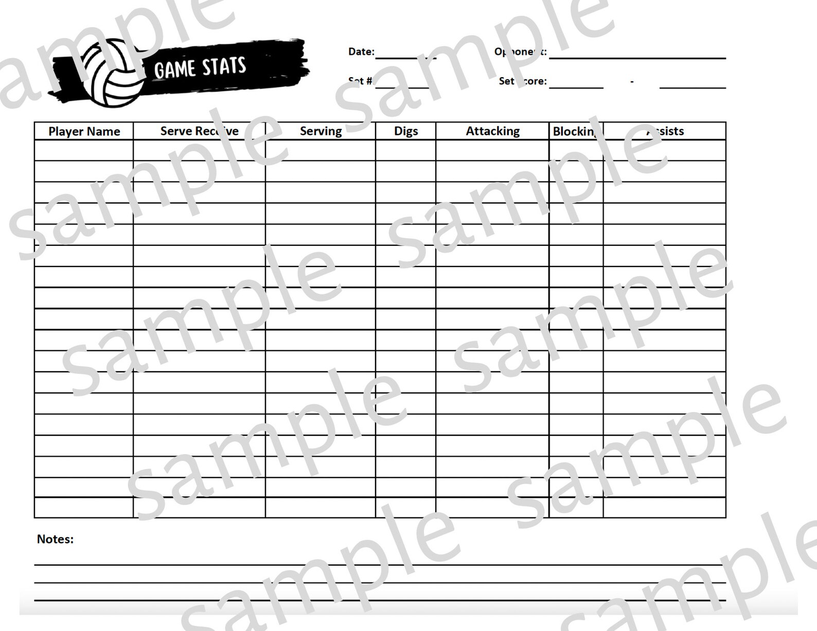 Volleyball Stat Sheets for Coaches (set of 12) - Etsy