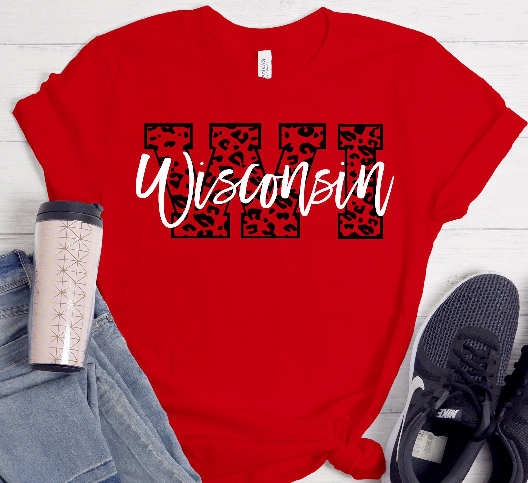 Wisconsin Shirt, Adult Size Tee, Men, Women, Teen, College Football Shirt