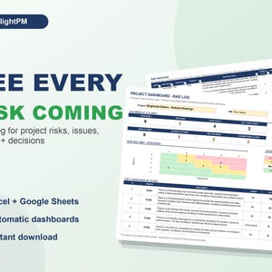 RAID Log Excel Template | Risk & Issue Tracker (Digital Download)
