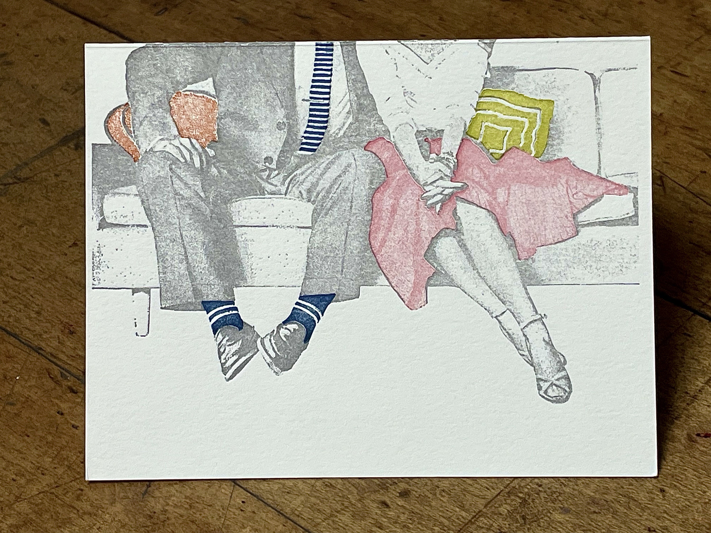 Couch Couple - letterpress printed blank greeting card