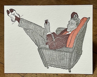 Lounger - letterpress printed blank greeting card