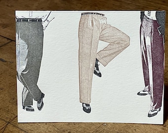 3 Slacks - letterpress printed blank greeting card
