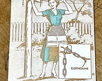 Clothesline - letterpress printed blank greeting card