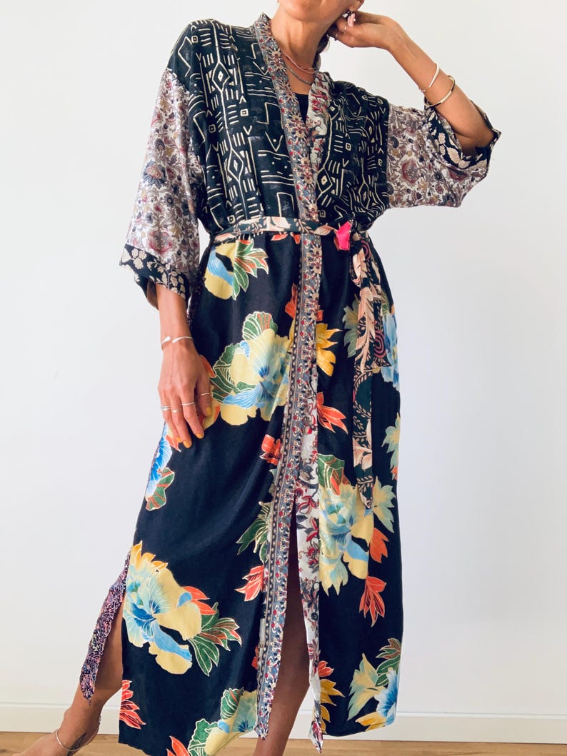 Upper Class Robe Light Boho Duster Silky Wrap Tie Robe Comfy Beach Cover up Hotel Spa ...