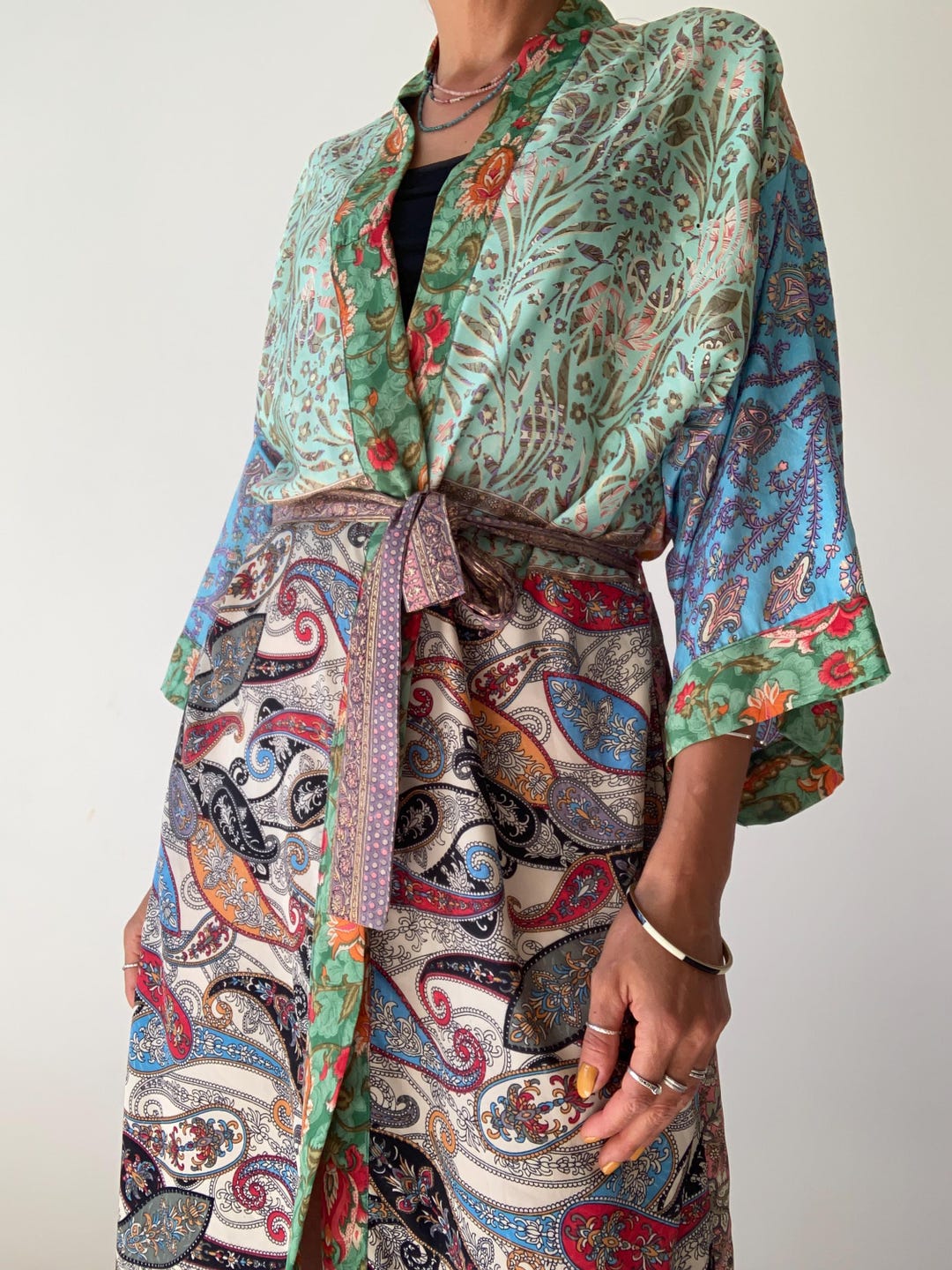 Long Duster Comfy Wrap Tie Funky Kimono Robe Boho Silky Robe Comfy ...