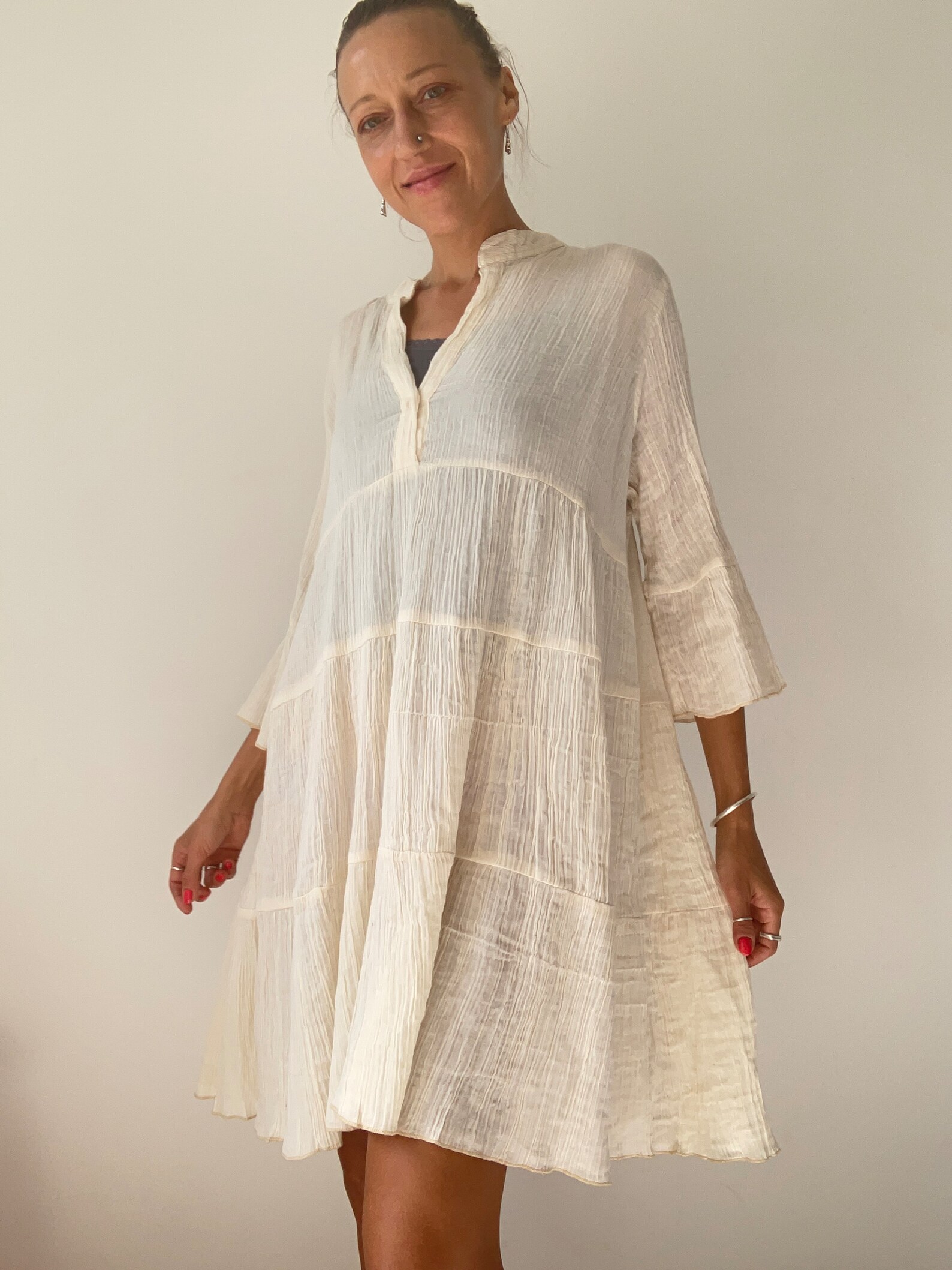 boho style short dresses Long Sleeved Mini Dress Julia The high neckline and above Sylviya Sea Dress Tropical Boho