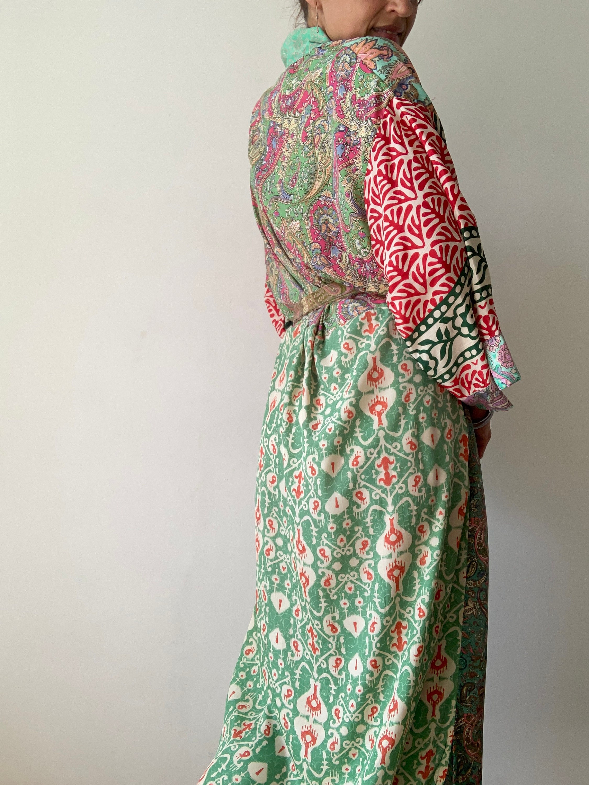 Long Duster Comfy Wrap Tie Funky Kimono Robe Boho Silky Comfy Hotel ...