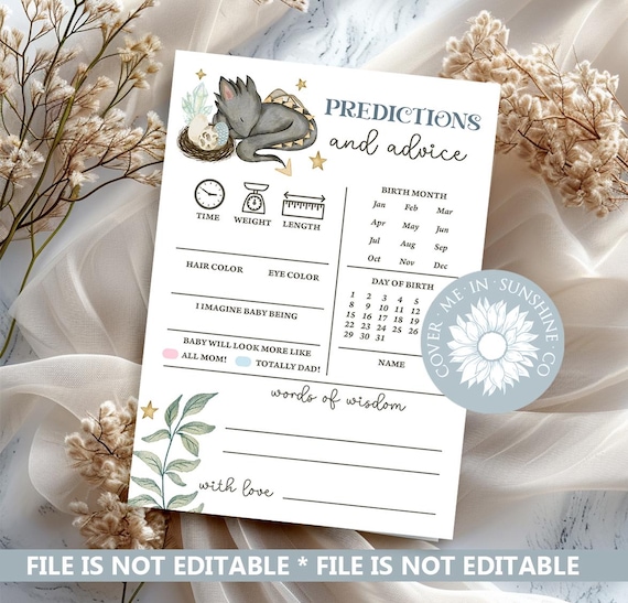 Dragon Baby Shower Prediction Game: Fantasy Theme (Digital Download)