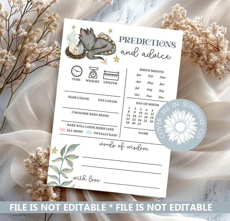 Dragon Baby Shower Prediction Game: Fantasy Theme (Digital Download) image 1