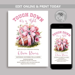 Football Baby Shower Invitation, Baby Girl Tailgate Co-ed Party Sport Invitations, Girl Baby Shower, It&#39;s a Girl, Football Invitations N213