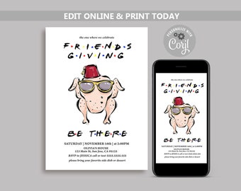Friendsgiving Invitation: Turkey Party Invite Template (Digital Download)