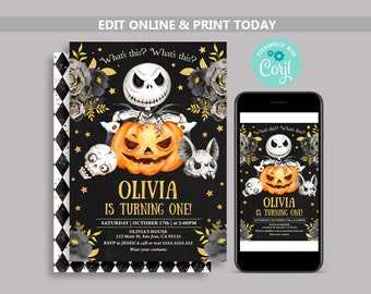 Jack Skellington Birthday Invitation: Gothic Halloween Theme (Digital Download)