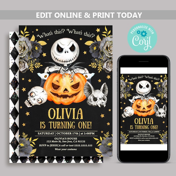 Jack Skellington Birthday Invitation Etsy