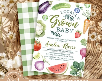Farmers Market Baby Shower Invitation: Locally Grown Theme (DIY Printable)