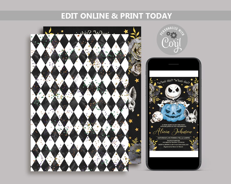 Halloween Baby Shower Invites Jack Skellington Baby Shower Etsy