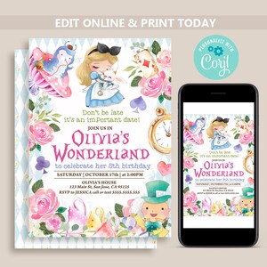 Alice in Wonderland Invitation, Wonderland Birthday Party ...