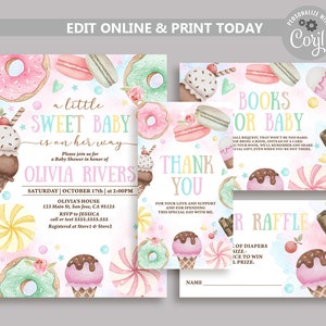 Sweet Candy Land Baby Shower Invitation Bundle, Candy Sprinkles Baby Shower Set Invite, Sweet Baby Invites, Donut Candy Baby Shower N154