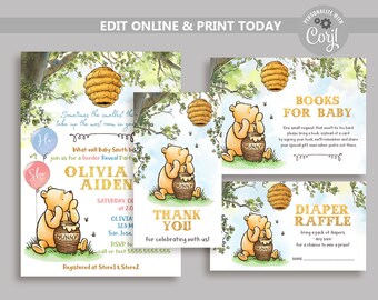 Winnie the Pooh Gender Reveal Invitation Bundle (Digital Download)