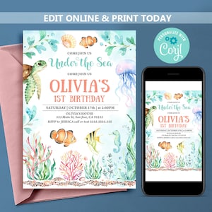 Under The Sea Birthday Invitation: Ocean Animals Party (Digital Download)