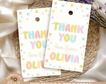 One Happy Girl Birthday Party Tags Pastel Girl 1st Birthday Party Thank You Tag Template Printable Sun Favor Tags Editable Template N283
