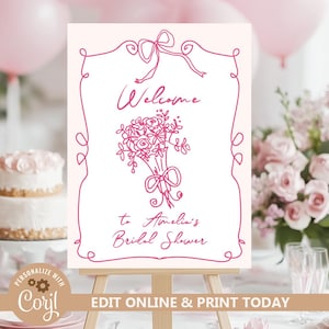 Fresh off the Market Welcome Sign Template Editable Love in Bloom Baby Shower Printable Welcome Decor Floral Bouquet Wedding Shower