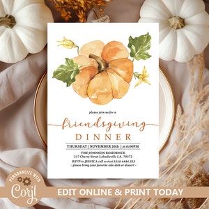 Rustikale Friendsgiving Einladung Vorlage, Thanksgiving-Dinner-Einladung, moderne minimalistische Thanksgiving-Einladung Erntedankfest Evite N89